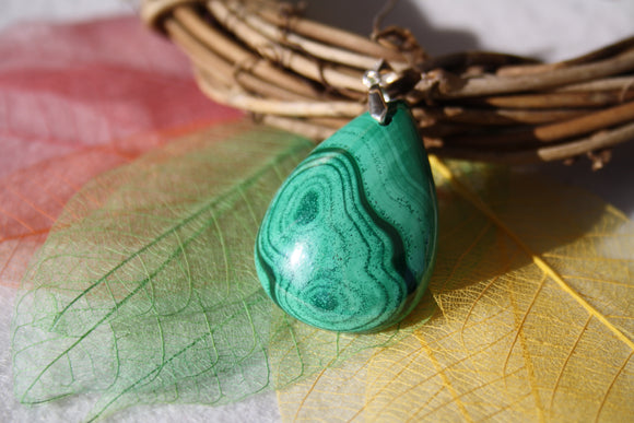 Pendentif en MALACHITE Naturelle