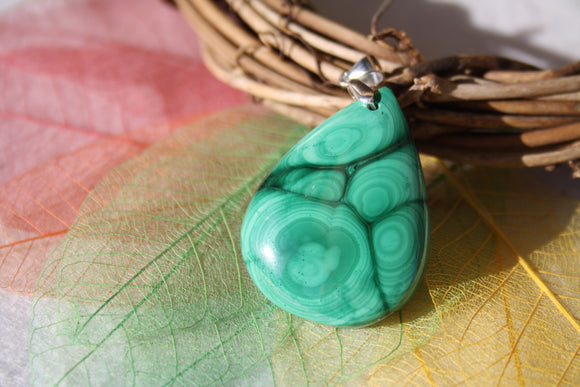 Pendentif en MALACHITE Naturelle