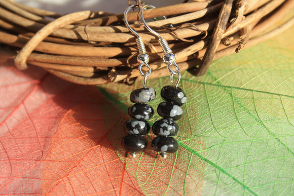 Boucles d'oreilles OBSIDIENNE NEIGE