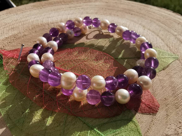 Bracelet en AMETHYSTE et Perles de culture